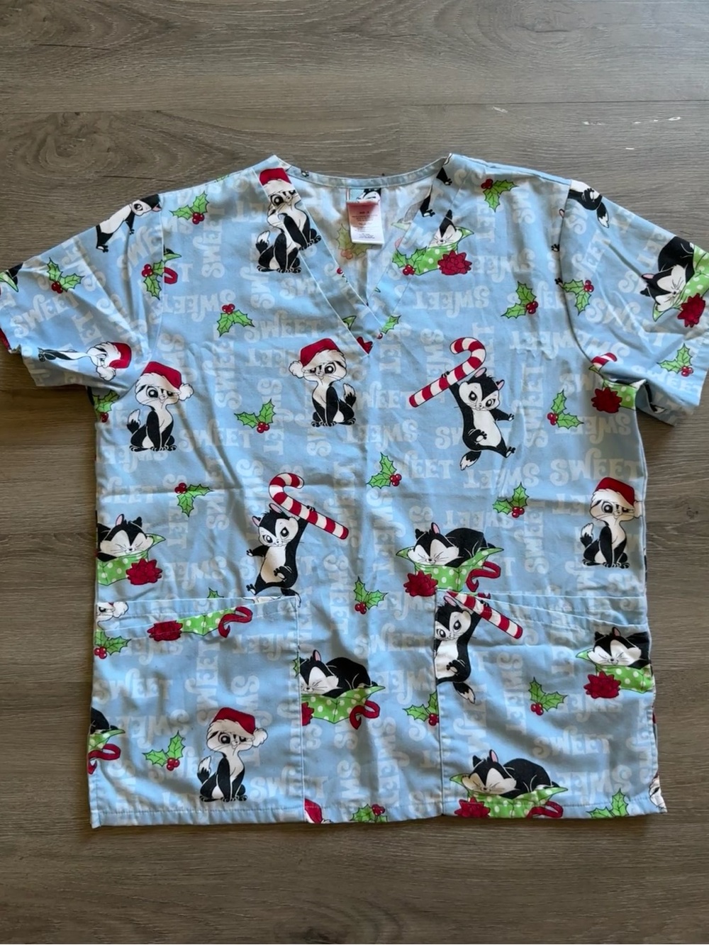 Vintage Warner Bros Penelope Pussycat Holiday Scrub Top